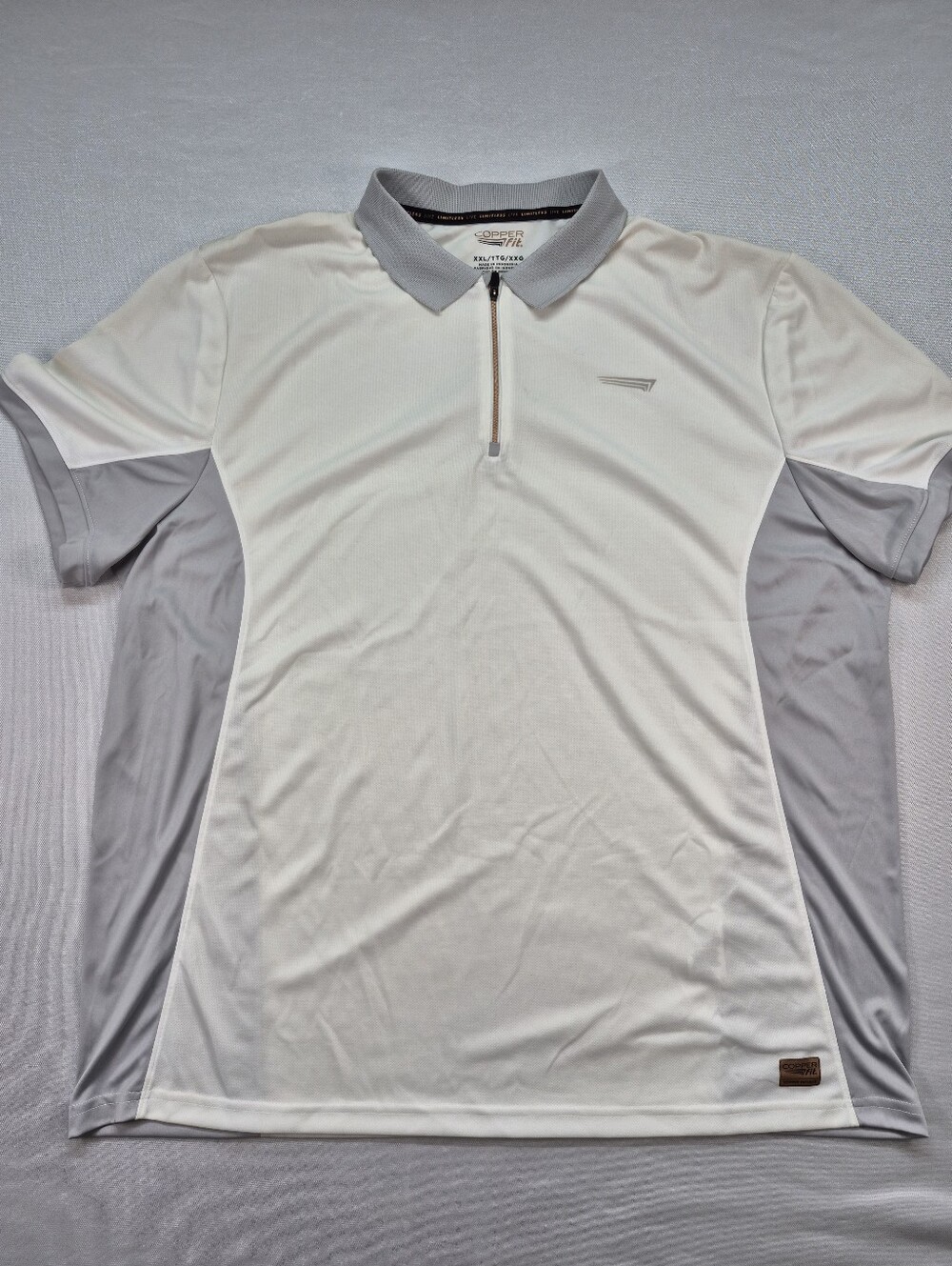 Copper Fit Polo Shirt Mens XXL White 1/4 Zip Performance Technology NWT